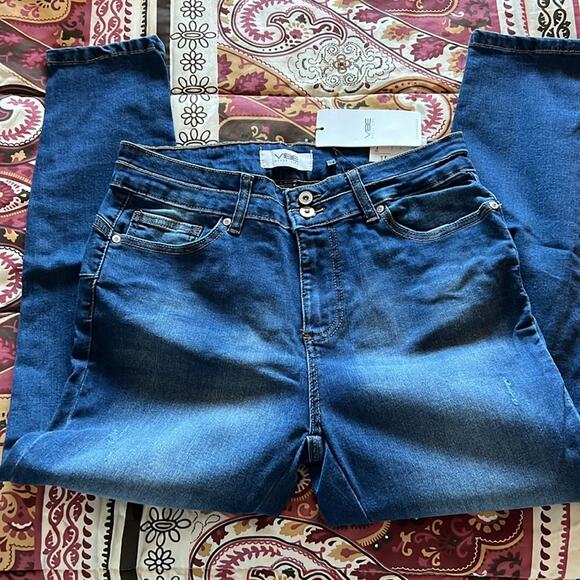 Blue Denim Skinny Jeans Mid Rise Junior 5 NEW Vibe Los Angeles - Picture 2 of 5